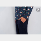 J.PRESS Férfi mintás pamut pizsama szett - XL - sötétkék - DRWAL