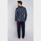 J.PRESS Férfi mintás pamut pizsama szett - XXL - sötétkék - DRWAL