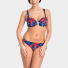J.Press női bikini alsó - 40 - kék-piros trópusi virágos - WSBWBI02B