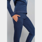 J.PRESS Női hosszú pamut pizsama szett - 42 - sötétkék - HOSTA