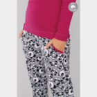 J.PRESS Női mintás hosszú pamut pizsama - 40 - mályva - KAMA