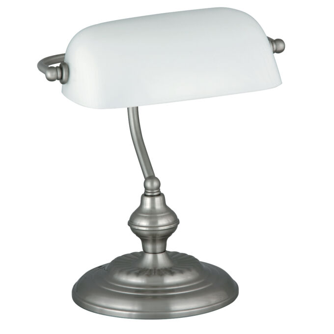 Rábalux Bank asztali lámpa - szatin-króm-fehér