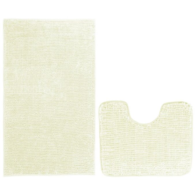 Bati fürdőszoba-toalett szőnyeg szett - csúszásgátlóval - mosható - 50×80 cm + 40×50 cm - fehér