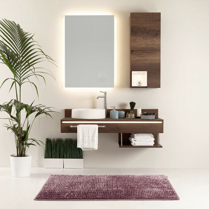 Bati fürdőszoba szőnyeg - csúszásgátlóval - mosható - 50×70 cm - mályva