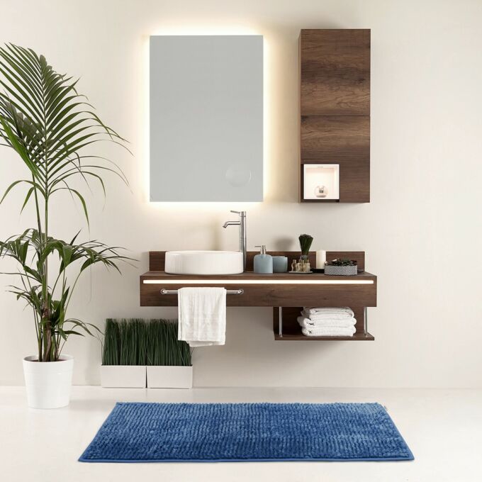 Bati fürdőszoba szőnyeg - csúszásgátlóval - mosható - 50×70 cm - sötétkék
