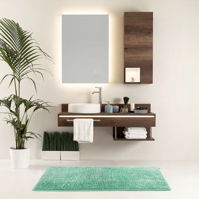 Bati fürdőszoba szőnyeg - csúszásgátlóval - mosható - 60×90 cm - zöld