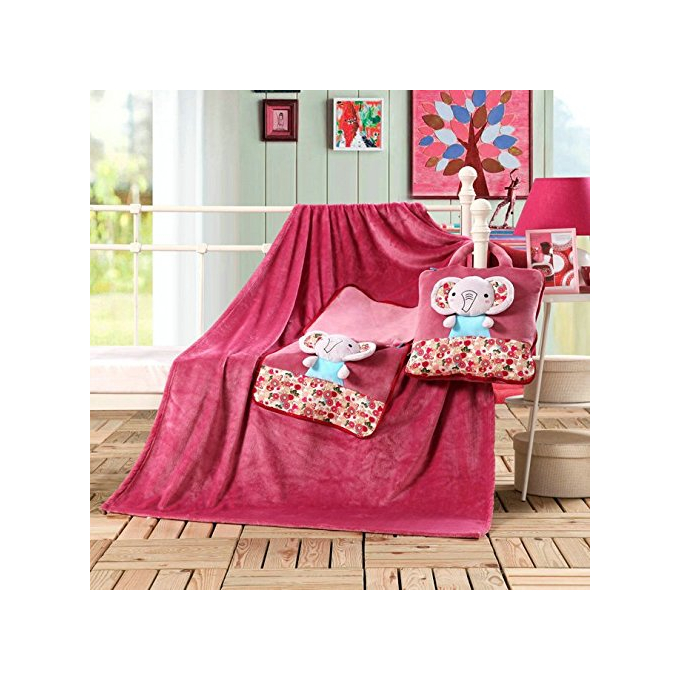 Gyermek pléd és ágytakaró egyben - 110 × 160 cm - bársonyvirág - elefánt
