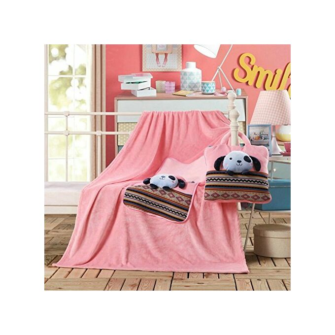 Gyermek pléd és ágytakaró egyben - 110 × 160 cm - rózsaszín - kutyus