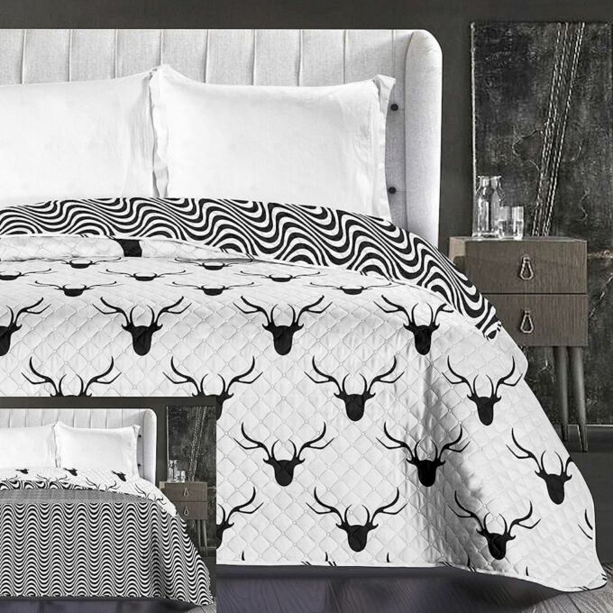 Deerest ágytakaró - 220*240 cm - fehér-fekete, kétoldalas