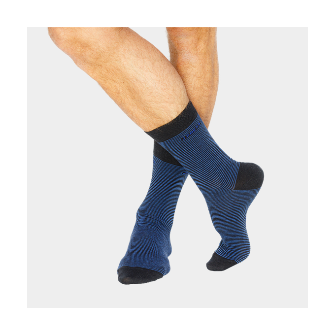 J.Press férfi csíkos zokni - 41-42 - fekete-sötétkék - MAS015