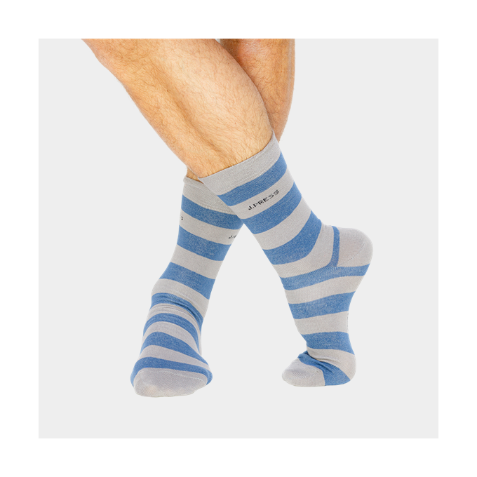 J.Press férfi csíkos zokni - 43-44 - szürke-kék - MAS016