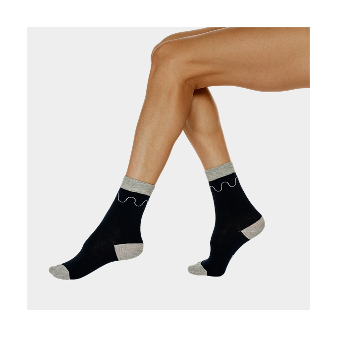 J.PRESS női mintás zokni - 35-36 - sötétkék-szürke - WAS013