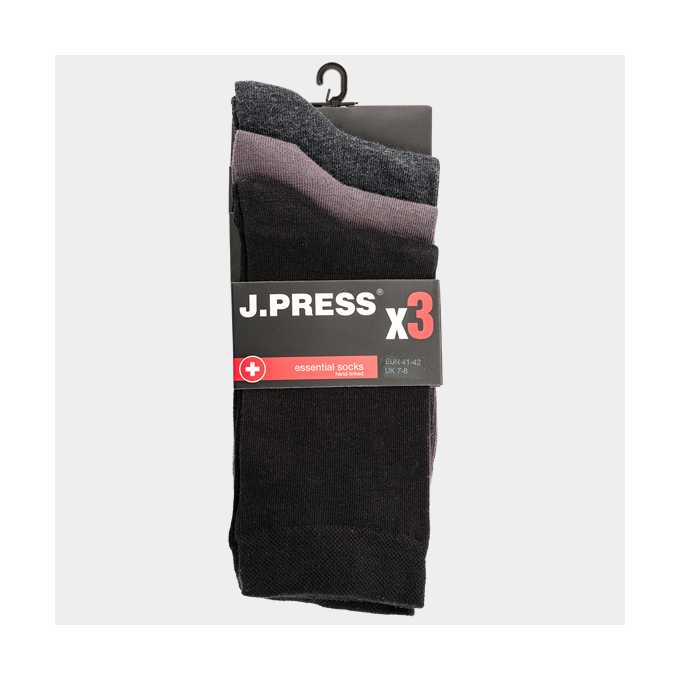 J.Press férfi bokazokni 3 páras csomagban - 45-46- fekete-sötétszürke-sötétmelírszürke - MP3D042 (öltönyhöz is)