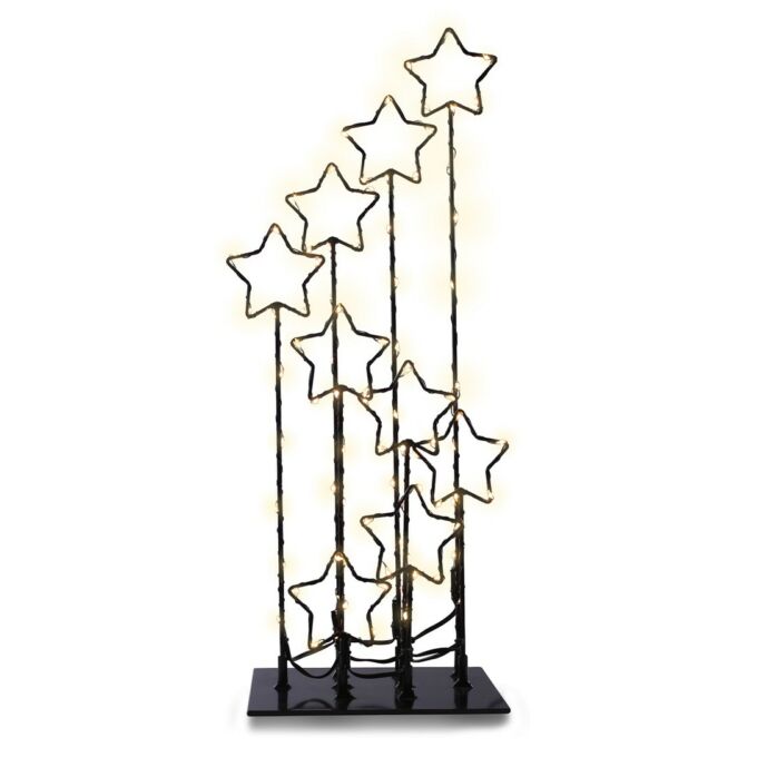 Karácsonyi dekorációs világítás LED csillagok fém vázzal, alappal - Magic - 9 db - 5 m