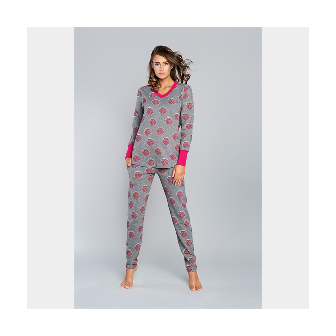 J.PRESS Mintás női pizsama szett - 36 - szürke-mintás - MAGNESIA