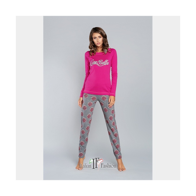 J.PRESS Női pizsama - 42 - rózsaszín-szürke - LABONI