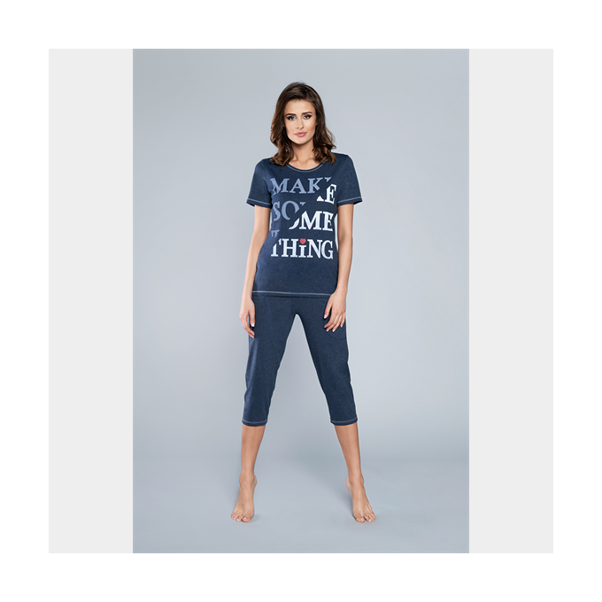 J.PRESS Női pizsama szett - 36 - sötétmelírkék-mintás - NEVADA
