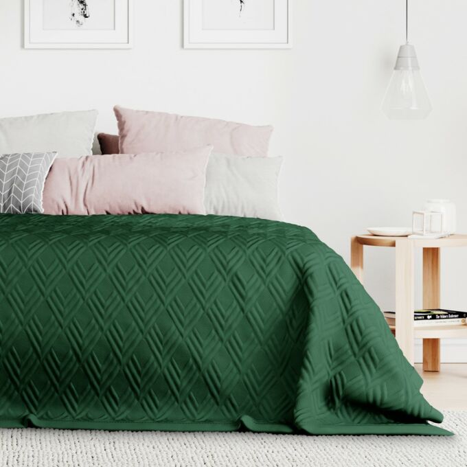 Ophelia ágytakaró - 220×240 cm - Sötétzöld