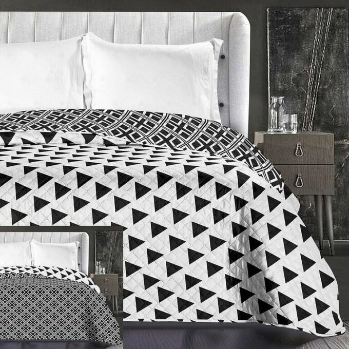 Triangles ágytakaró - 240*260 cm - fekete-fehér, kétoldalas