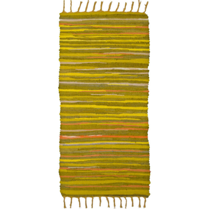 Alabama pamut rongyszőnyeg - napsárga - 60×120 cm