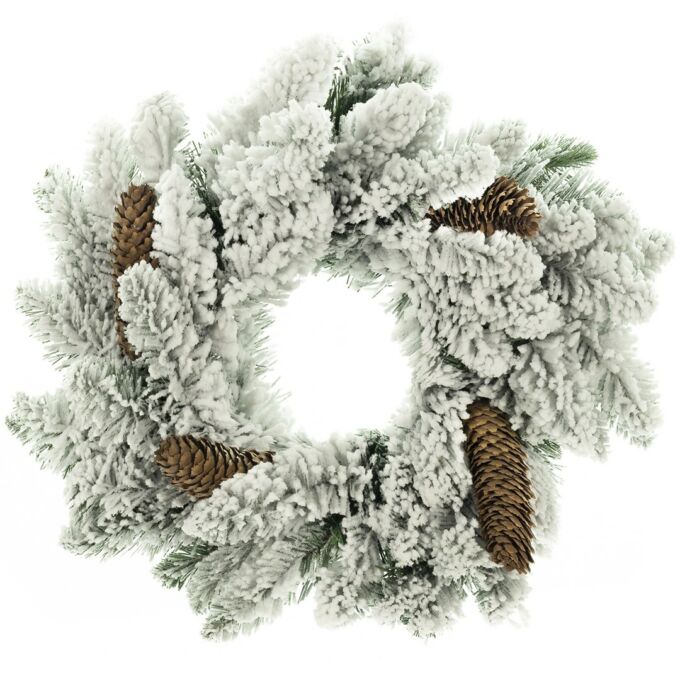 Karácsonyi koszorú - havas lucfenyő tobozzal - Anne - 50 cm